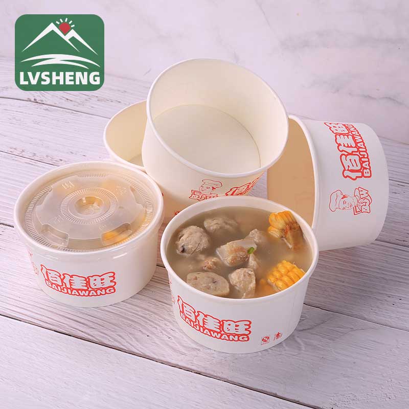 350ml Kraft Paper Soup Saladi Bowl Ndi Lid