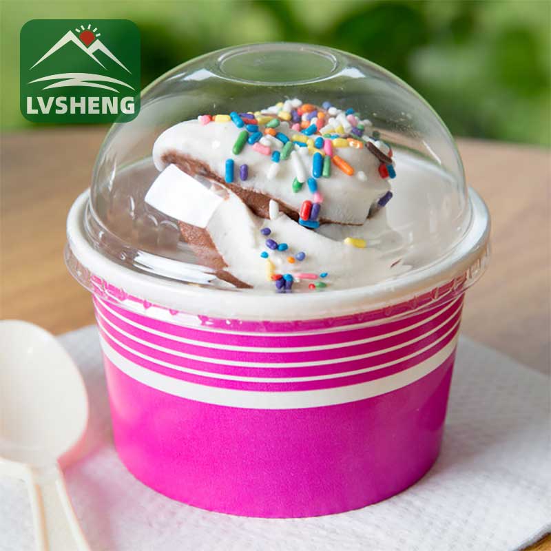 Ice Cream Cup Ndi Dome Lids