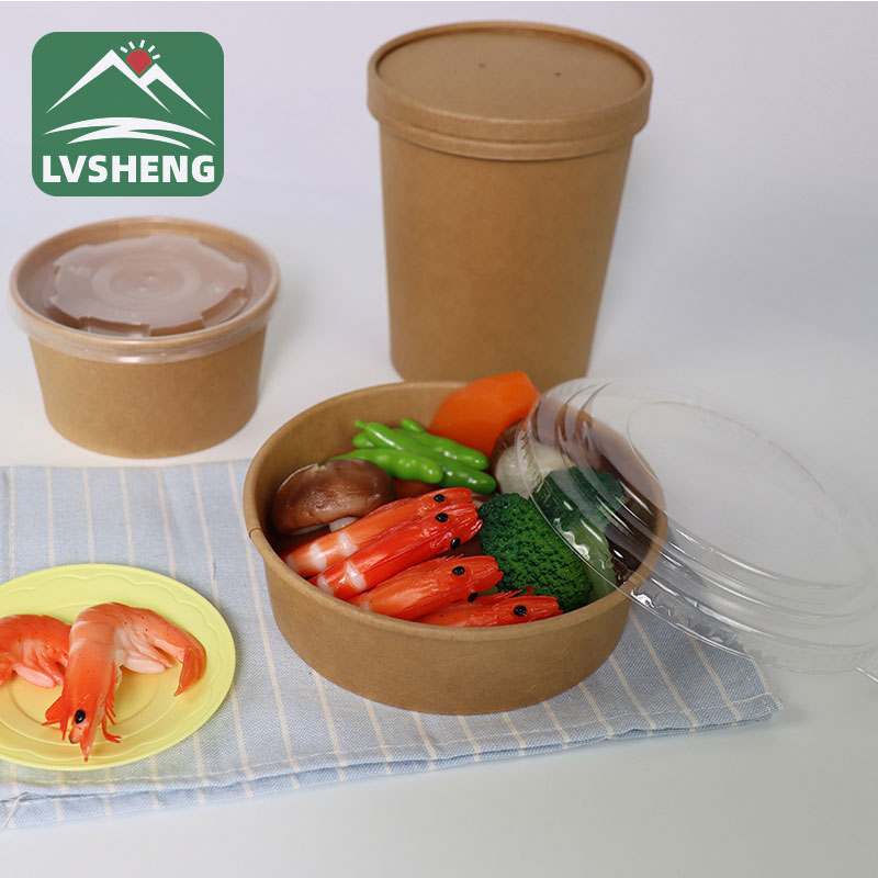 Kraft Paper Bowl Ndi Lid